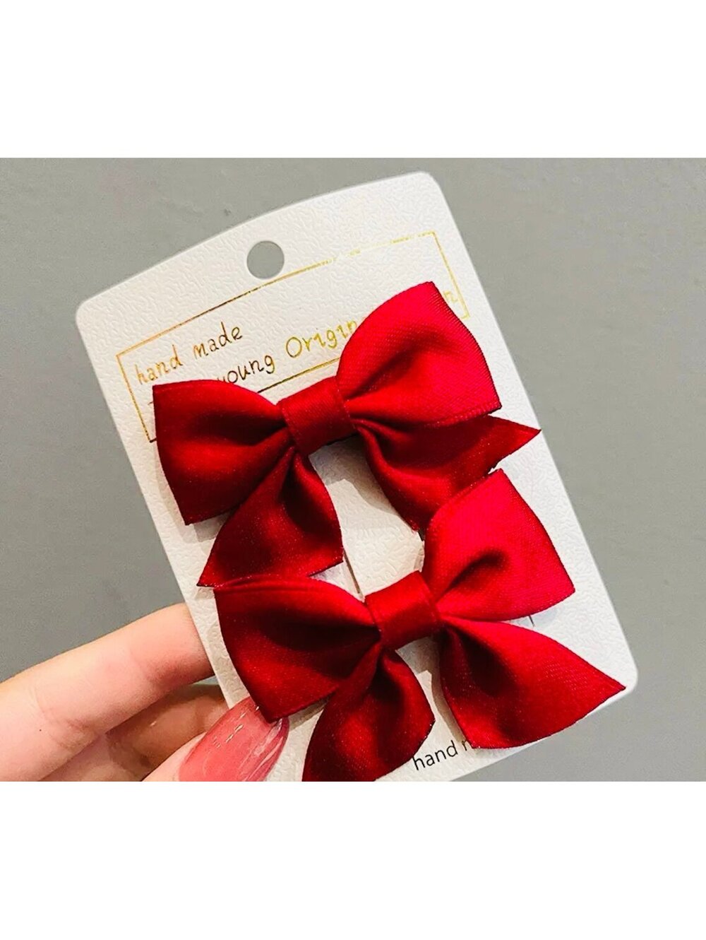 New - 2 Pcs Adorable Princess Bow Hair Clips - Red